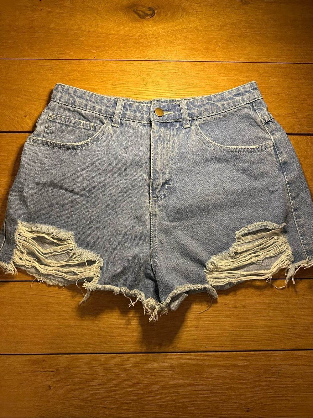 Princess Polly distressed denim shorts 8 jorts